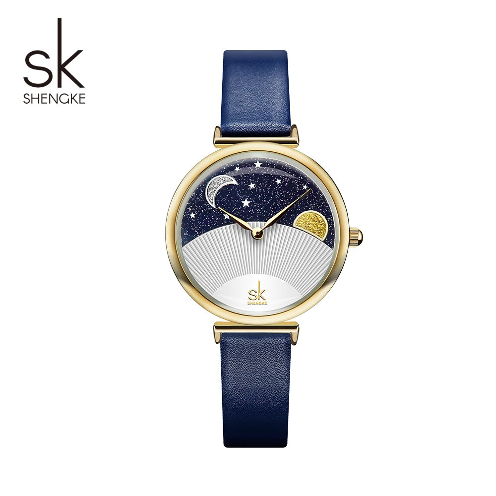 SK Luxury Moon Phase Chronograph Watch – Waterproof Quartz Travel Star Watch with Gift Box Scout