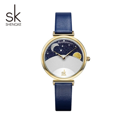 SK Luxury Moon Phase Chronograph Watch – Waterproof Quartz Travel Star Watch with Gift Box Scout