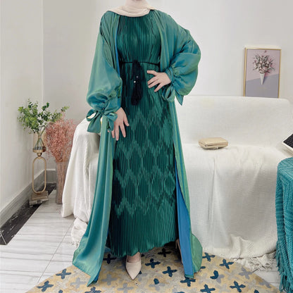 Shiny Open Abaya Cardigan – Modest Islamic Clothing for Muslim Women | Dubai & Turkey Style Dress Jameela