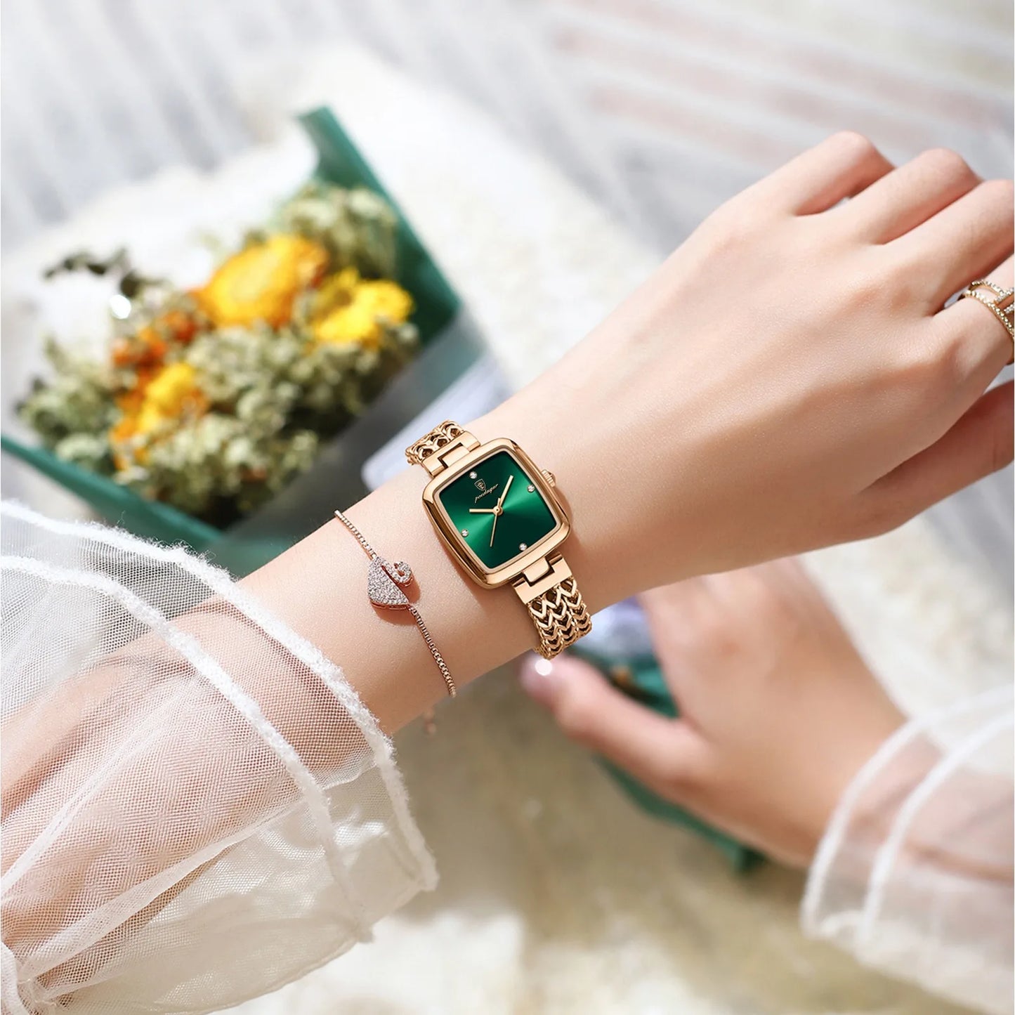 POEDAGAR 768 Luxury Women's Wristwatch – Elegant Waterproof Stainless Steel Diamond Quartz Watch for Ladies Reina