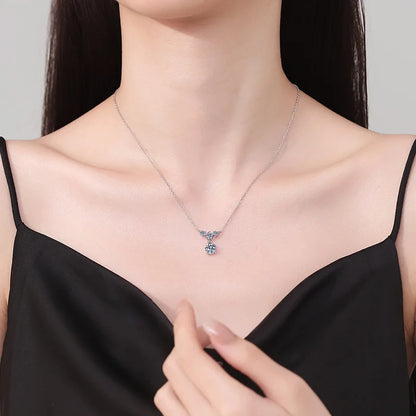 Elegant Moissanite Necklace | Sterling Silver with Gold Accent - Perfect Gift Leena