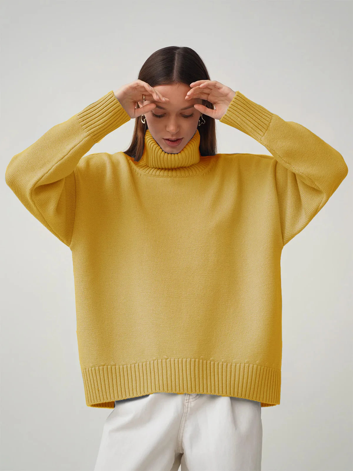 Women's Warm Wool Turtleneck Sweater - Cozy High Neck Knitwear Jumper for Casual Daily Wear Cecily