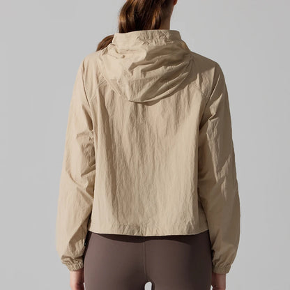 Women’s Quick‑Dry Yoga Jacket – Long‑Sleeve Zipper Fitness Top with Hood for Running & Sun Protection Mary Kay