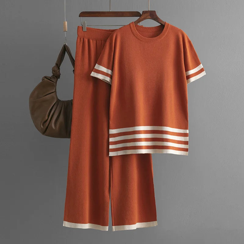 Women's Two-Piece Sweater Set – Solid Color Sweater & Half-Wrap Hip Skirt for Autumn and Winter Fashion Viena