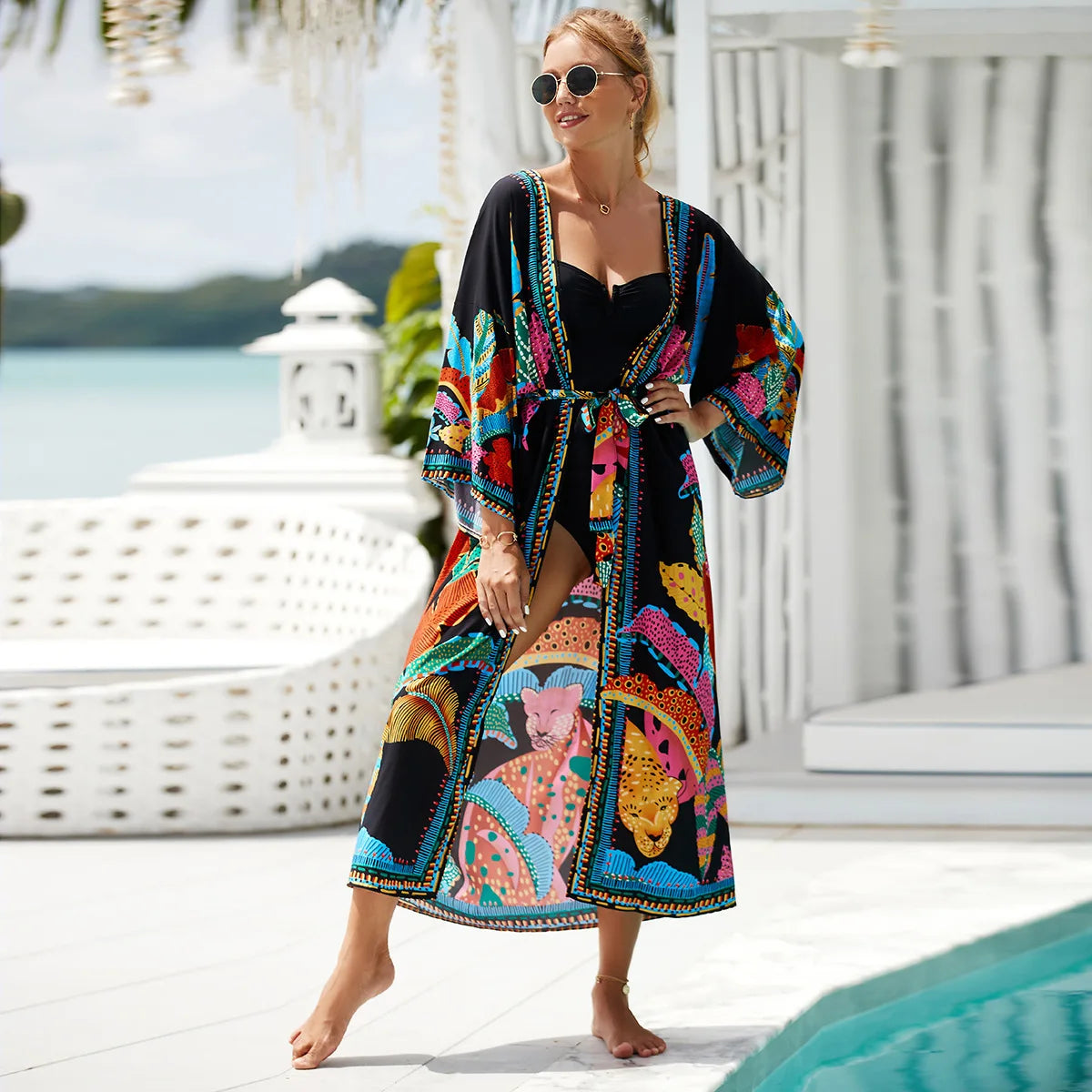 Women Beach Smock Sexy Cardigan Loose Sunscreen Shirt Bikini Smock