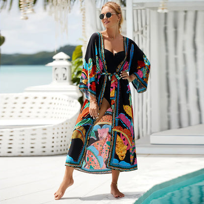 Women Beach Smock Sexy Cardigan Loose Sunscreen Shirt Bikini Smock