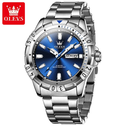 OLEVS 5560 Men's Quartz Watch - Stainless Steel, Waterproof, Luminous, Calendar