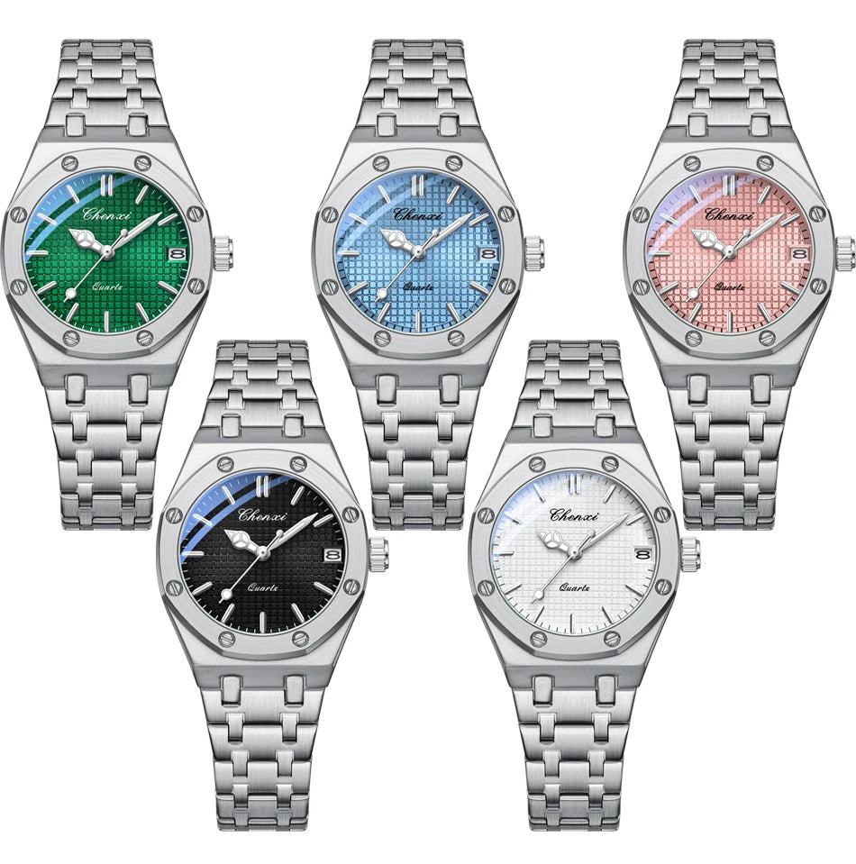 CHENXI 648 Women's Luxury Bracelet Watch – Waterproof Stainless Steel Quartz Wristwatch with Luminous Dial & Date | Perfect Ladies' Gift
