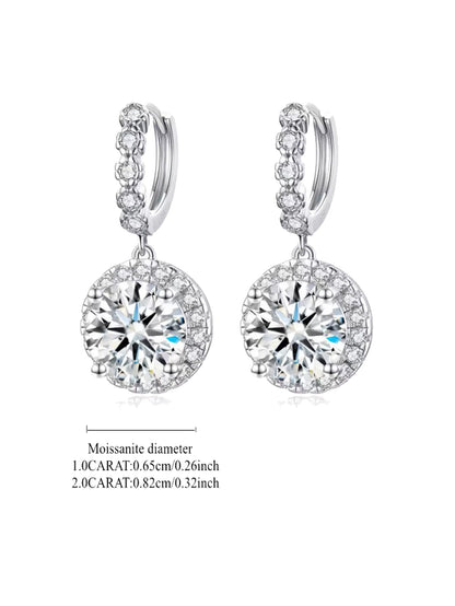 1-2 Carat Moissanite Earrings for Women – S925 Sterling Silver, Fashionable Light Luxury Design, Perfect Gift for Ladies