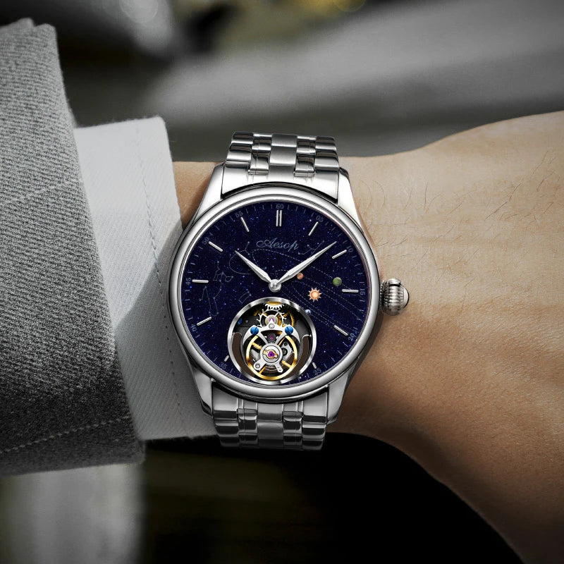 AESOP 7049 Luxury Men's Mechanical Watch – Real Flying Tourbillon, Manual Winding, Skeleton Design, Premium Wristwatch