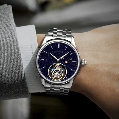 AESOP 7049 Luxury Men's Mechanical Watch – Real Flying Tourbillon, Manual Winding, Skeleton Design, Premium Wristwatch