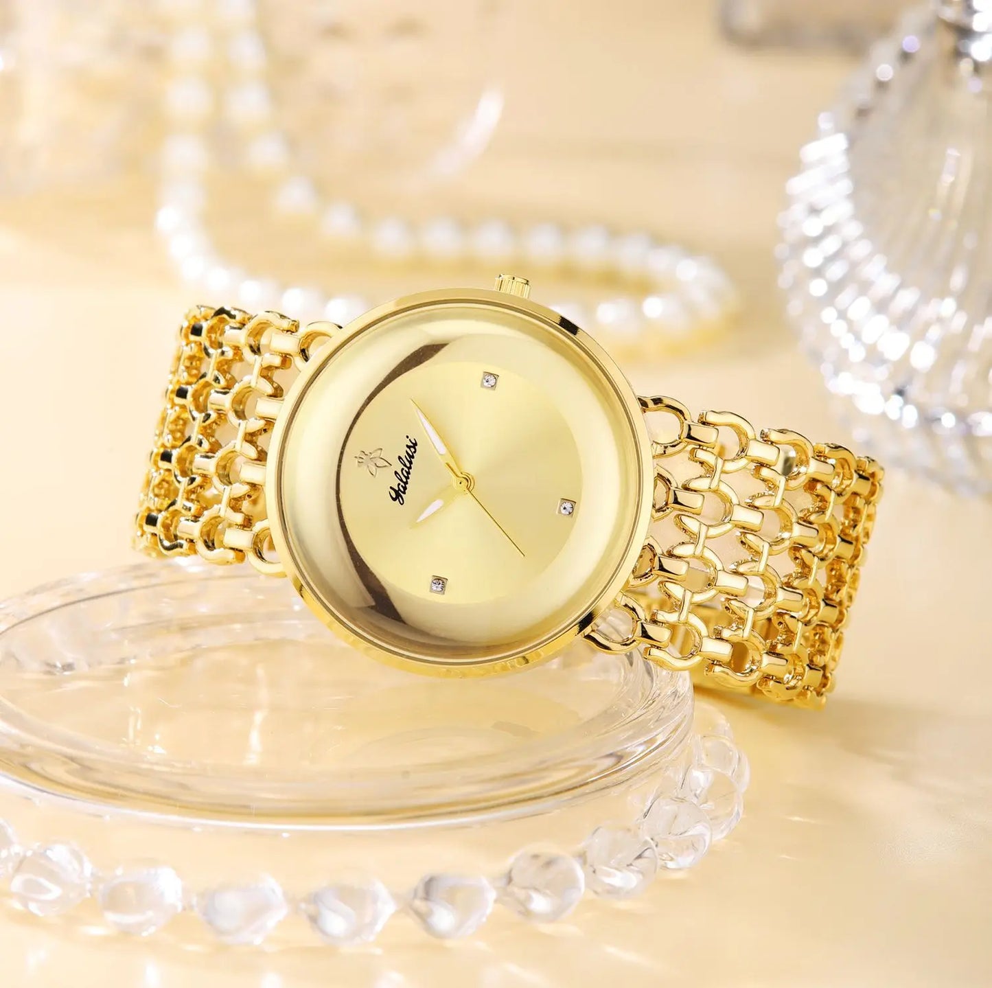 Orimart Luxury Women’s Quartz Watch – Vintage Dial, Rhinestone Accents, Hollow Alloy Strap, 30M Water Resistant Aeriselle