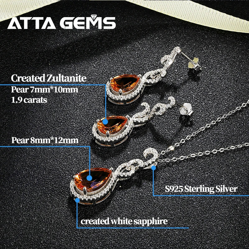 Zultanite Color-Change Gem Jewelry Set – Sterling Silver 925 Earrings & Pendant for Girls, Birthday Gift  Orlaya