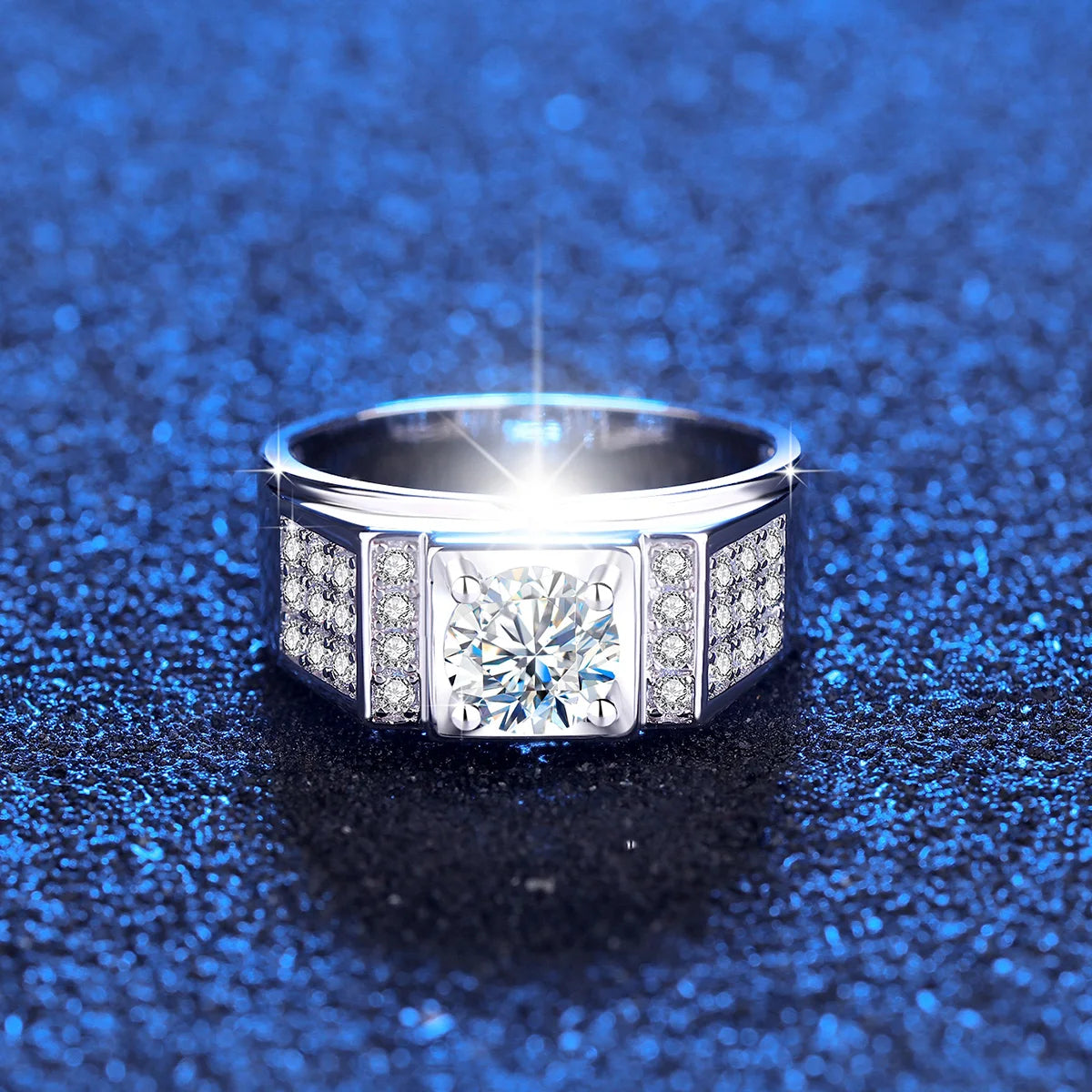 Luxury Men’s 1 Carat Moissanite Ring – Solid 925 Sterling Silver Diamond Engagement Style Fine Jewelry Antonis
