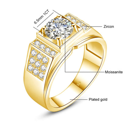 Luxury Men’s 1 Carat Moissanite Ring – Solid 925 Sterling Silver Diamond Engagement Style Fine Jewelry Antonis