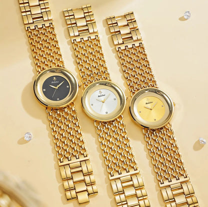 Orimart Luxury Women’s Quartz Watch – Vintage Dial, Rhinestone Accents, Hollow Alloy Strap, 30M Water Resistant Aeriselle