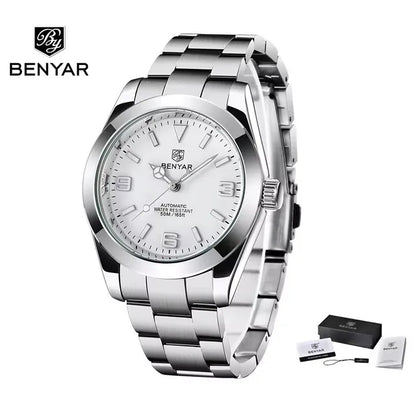 BENYAR 5177 Automatic Watch for Men – 50M Waterproof Stainless Steel Luxury Business Sports Wristwatch