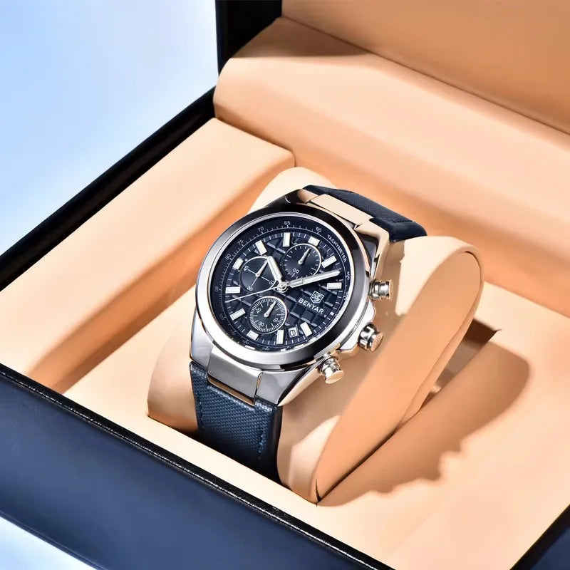 BENYAR 5206 Men’s Luxury Chronograph Watch – Waterproof Quartz Sports Wristwatch with Calendar