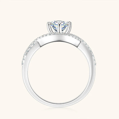 1ct 6.5mm Moissanite Engagement Ring – 925 Sterling Silver Six Prong Infinity Twist Shank Wedding Ring for Women Talisa