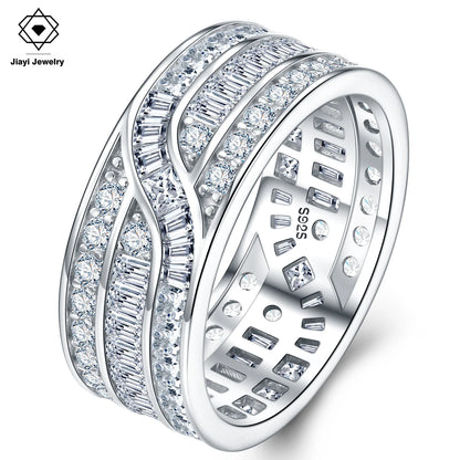 3.24 CTW Full Moissanite Ring – S925 Sterling Silver 14K Gold Plated, GRA Certified Hip Hop Design