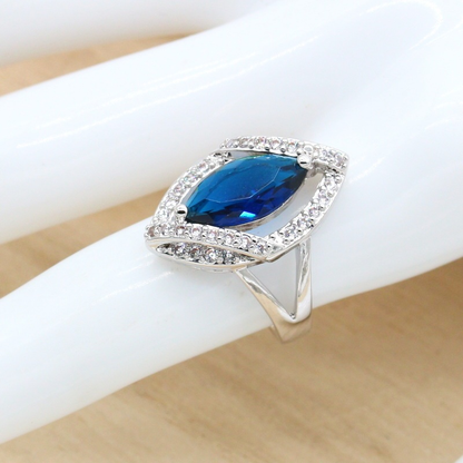 Royal Blue Zircon Jewelry Set for Women – Silver Necklace, Earrings, Bracelet & Ring for Weddings, Parties & Gifts Aestra