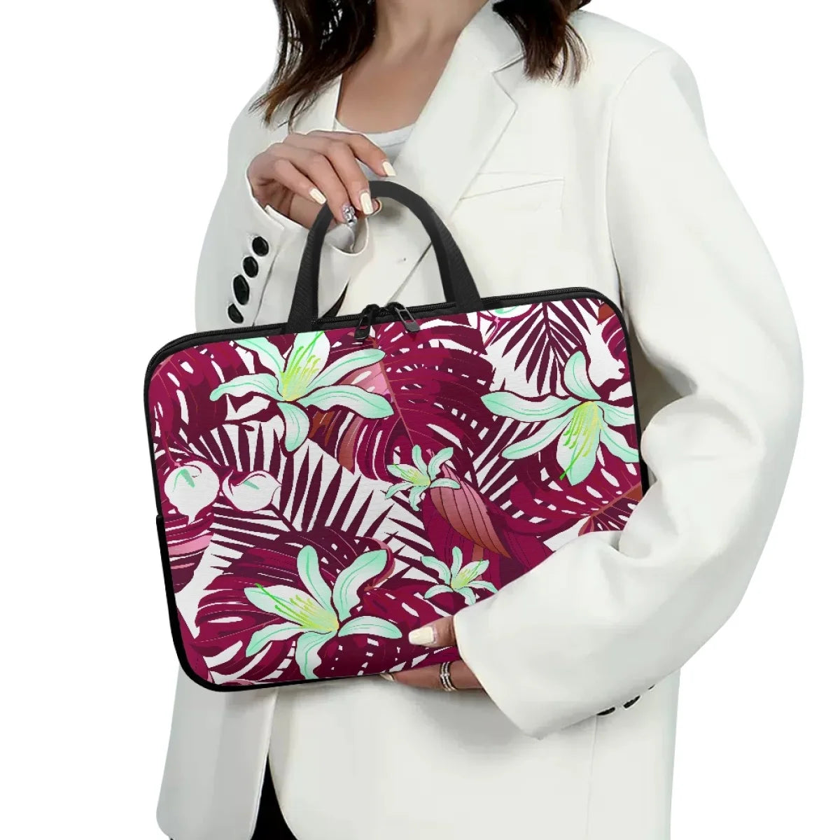 2026 New Hawaiian Tropical Print Laptop Bag – Custom Large Capacity Polyester Laptop Case in Various Sizes