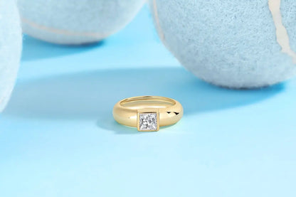 1CT 5.5mm Princess Cut Moissanite Ring – S925 Sterling Silver, 18K Gold Plated Women's Valentine’s Day Gift