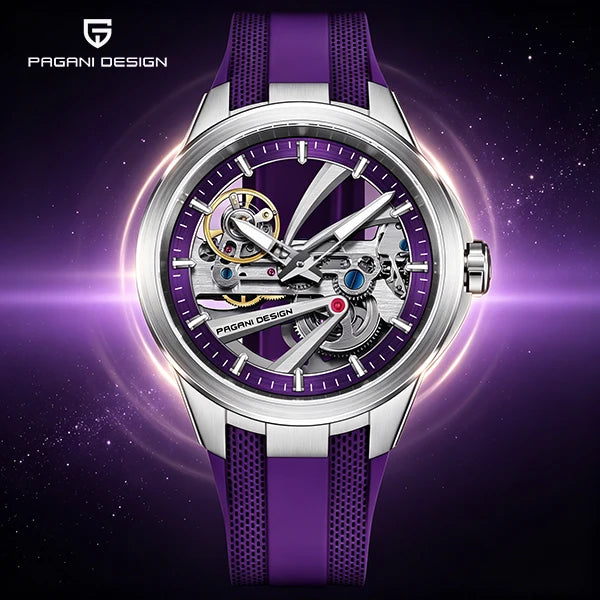 Pagani Design PD‑YS030 Men's Automatic Skeleton Watch – Sapphire AR Crystal, Stainless Steel, Waterproof Sports