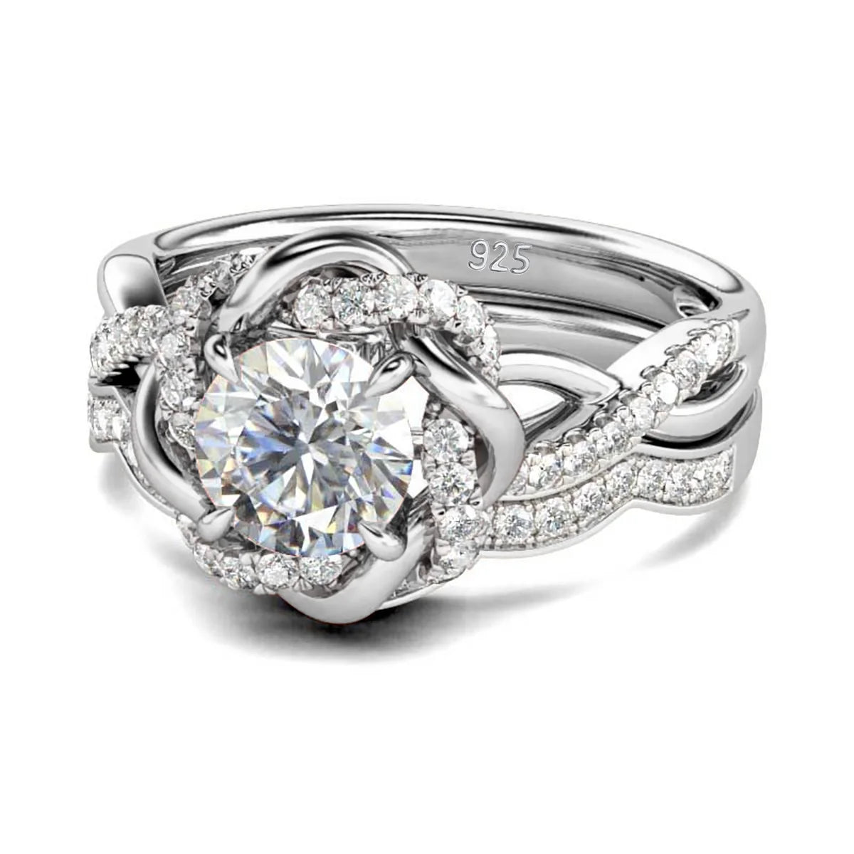 3ct Moissanite Diamond Ring Set 925 Sterling Silver Platinum Plated – Petal Design Engagement Ring for Women, 2026 Trend Jewelry