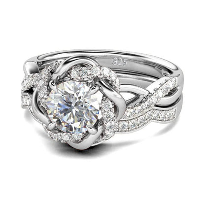 3ct Moissanite Diamond Ring Set 925 Sterling Silver Platinum Plated – Petal Design Engagement Ring for Women, 2026 Trend Jewelry