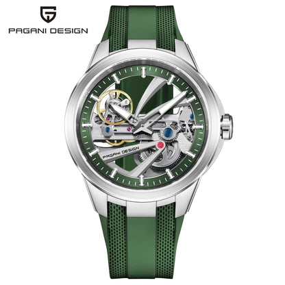 Pagani Design PD‑YS030 Men's Automatic Skeleton Watch – Sapphire AR Crystal, Stainless Steel, Waterproof Sports