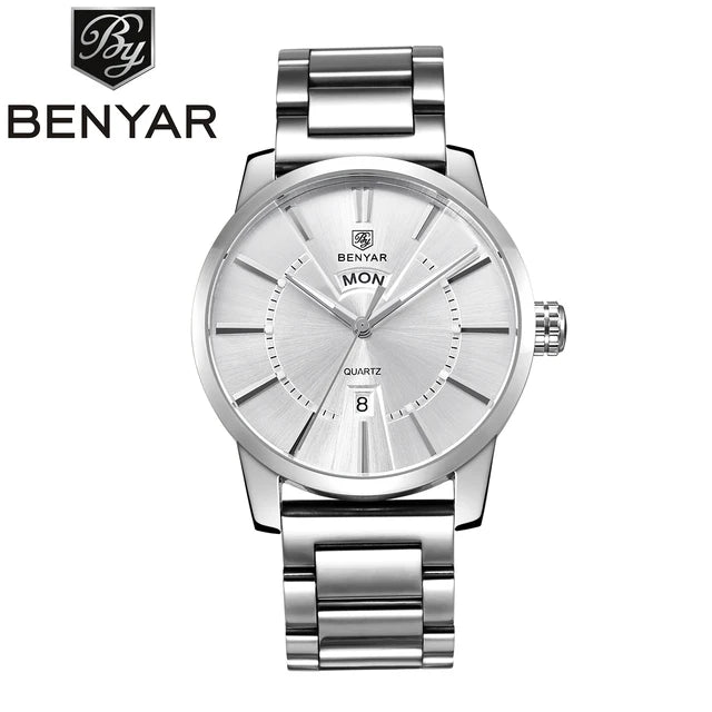 BENYAR 5101 Men’s Quartz Watch – Luxury Business Fashion Wristwatch with Leather Strap, Waterproof
