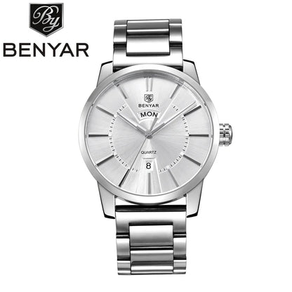 BENYAR 5101 Men’s Quartz Watch – Luxury Business Fashion Wristwatch with Leather Strap, Waterproof