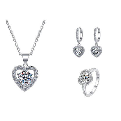 GRA Certified VVS1 Moissanite Heart Jewelry Set – 925 Sterling Silver Fine Fashion Gift for Women Darlene