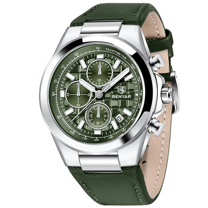 BENYAR 5206 Men’s Luxury Chronograph Watch – Waterproof Quartz Sports Wristwatch with Calendar