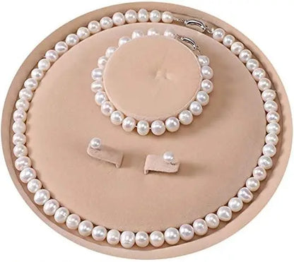 Handmade Freshwater Cultured Pearl Jewelry Set for Women – Elegant Bracelet & Stud Earrings, Wedding & Party Gift