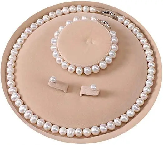 Handmade Freshwater Cultured Pearl Jewelry Set for Women – Elegant Bracelet & Stud Earrings, Wedding & Party Gift