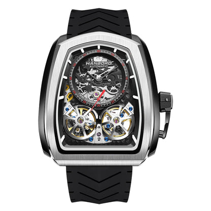 Luxury Double Flying Wheel Automatic Mechanical Watch for Men – Irregular Hollow Dial, Supercar Gear Design, Personalized Statement Timepiece Onur