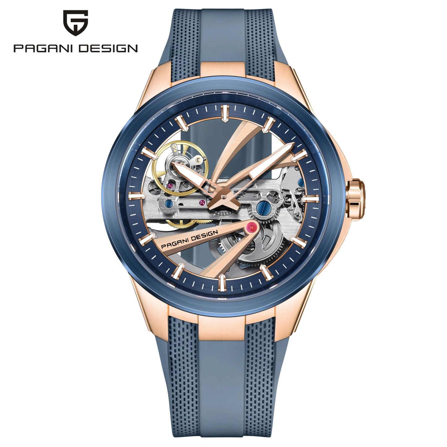 Pagani Design PD‑YS030 Men's Automatic Skeleton Watch – Sapphire AR Crystal, Stainless Steel, Waterproof Sports