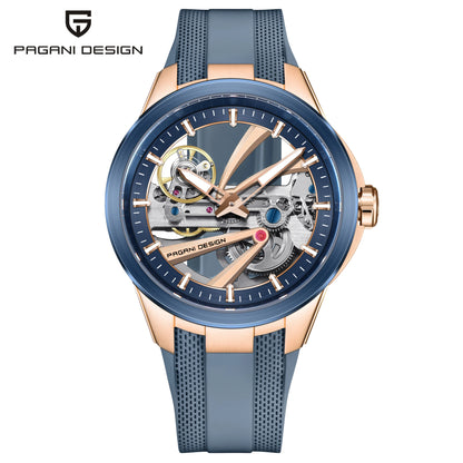 Pagani Design PD‑YS030 Men's Automatic Skeleton Watch – Sapphire AR Crystal, Stainless Steel, Waterproof Sports