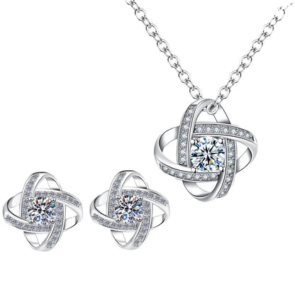 Light Luxury 0.5Ct VVS1 Moissanite Jewelry Set – 925 Sterling Silver Stud Earrings & Pendant Necklace for Women Bettina