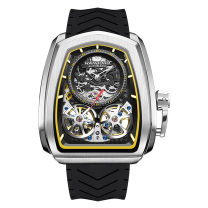 Luxury Double Flying Wheel Automatic Mechanical Watch for Men – Irregular Hollow Dial, Supercar Gear Design, Personalized Statement Timepiece Onur