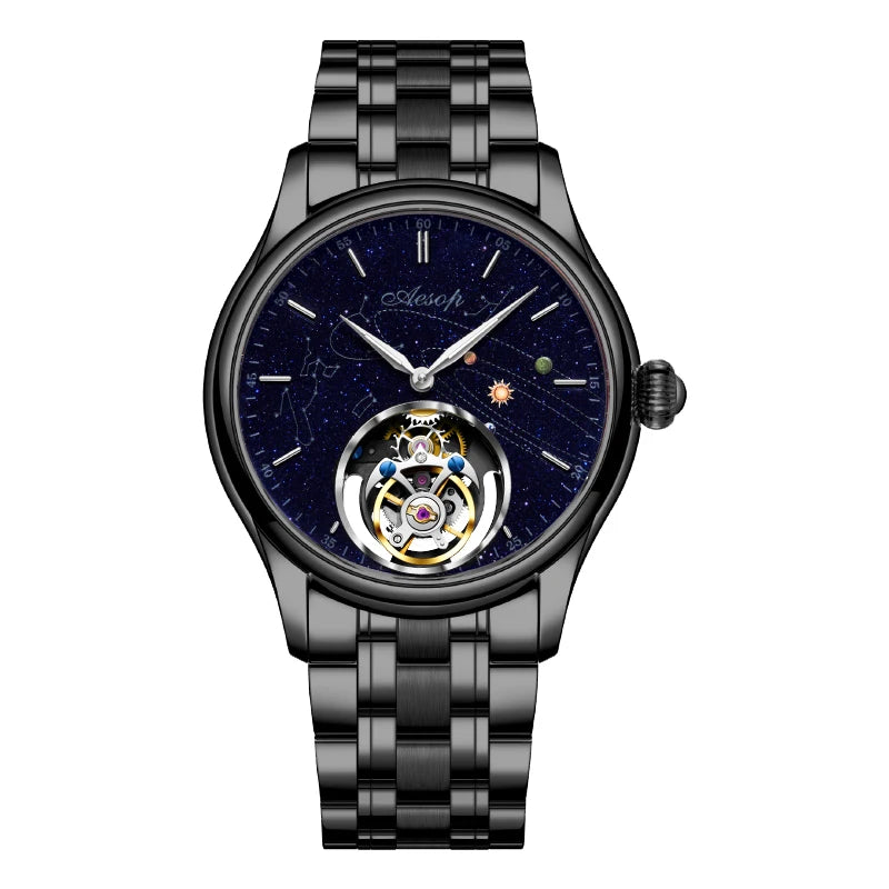 AESOP 7049 Luxury Men's Mechanical Watch – Real Flying Tourbillon, Manual Winding, Skeleton Design, Premium Wristwatch