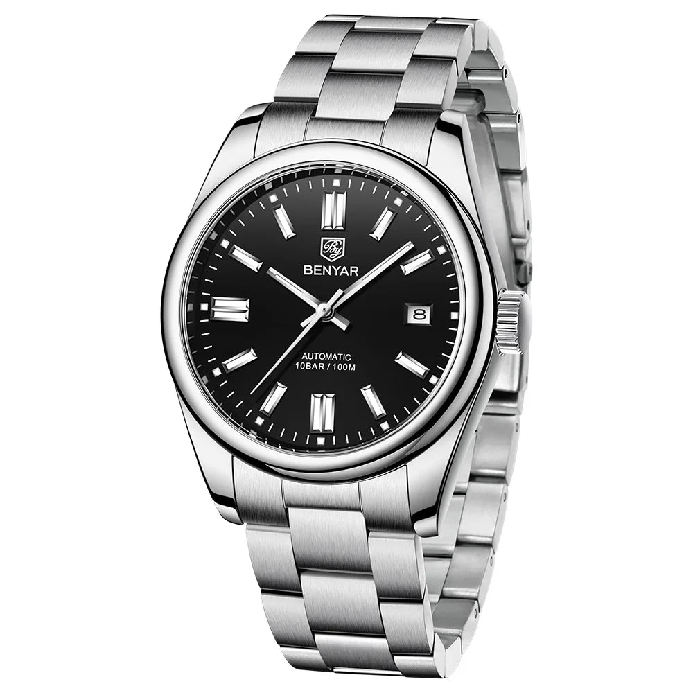 BENYAR 5185 Automatic Mechanical Watch for Men – 39mm Stainless Steel Waterproof Men’s Wristwatch