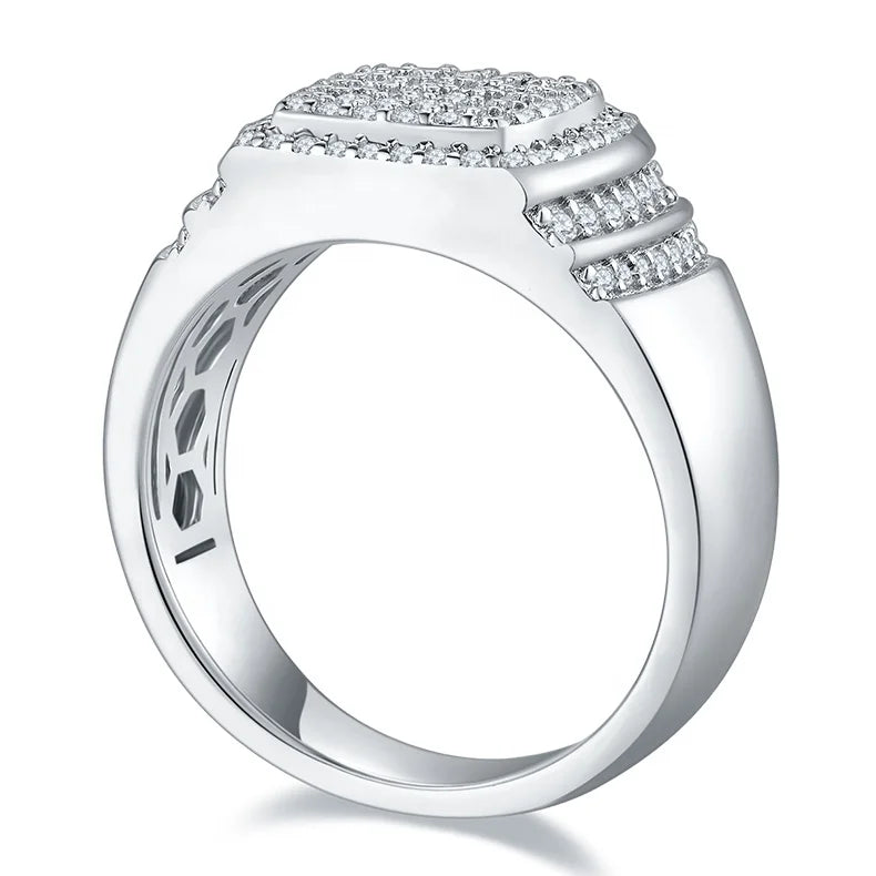 925 Sterling Silver Men’s Ring with White D VVS1 Brilliant Cut Moissanite – Iced Out Hip Hop Fine Jewelry Giorgos