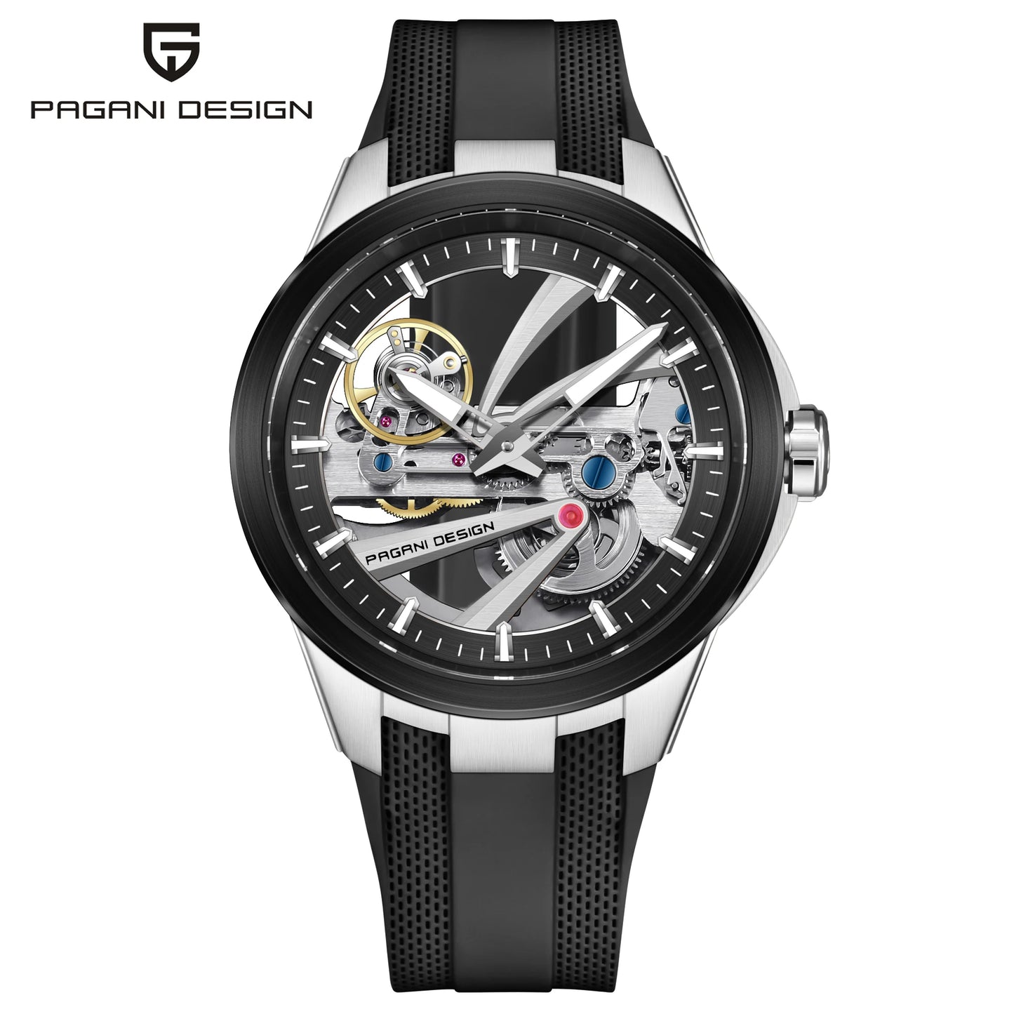 Pagani Design PD‑YS030 Men's Automatic Skeleton Watch – Sapphire AR Crystal, Stainless Steel, Waterproof Sports