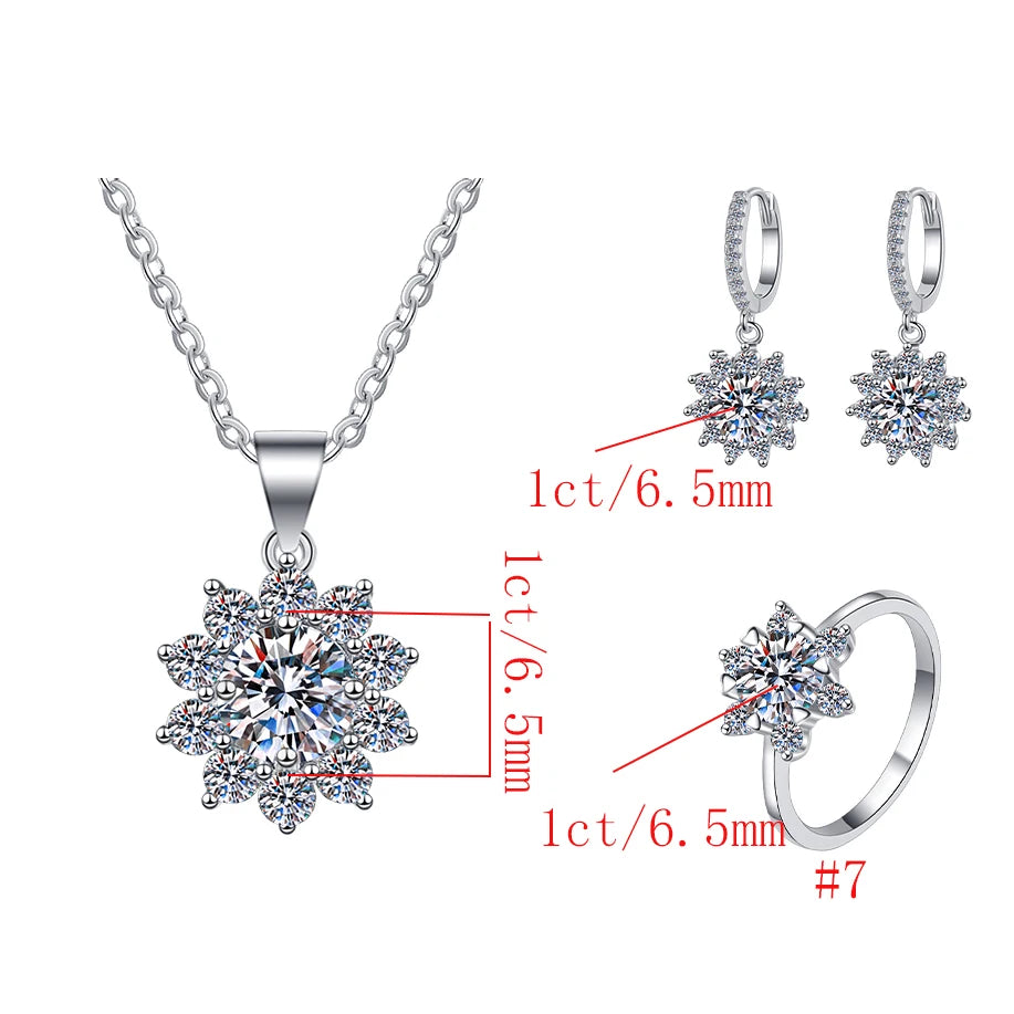 GRA Certified VVS1 Moissanite Sunflower Jewelry Set in 925 Sterling Silver – Fine Fashion Gift for Women Analie