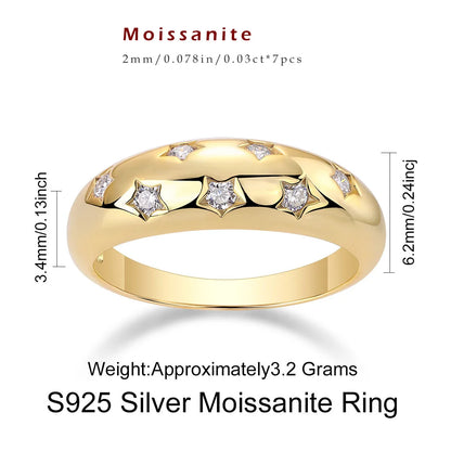 18K Yellow Gold Plated 925 Sterling Silver 7‑Piece Moissanite Diamond Ring Set – Women’s Wedding, Anniversary & Party Jewelry Gift