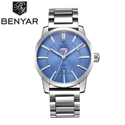 BENYAR 5101 Men’s Quartz Watch – Luxury Business Fashion Wristwatch with Leather Strap, Waterproof
