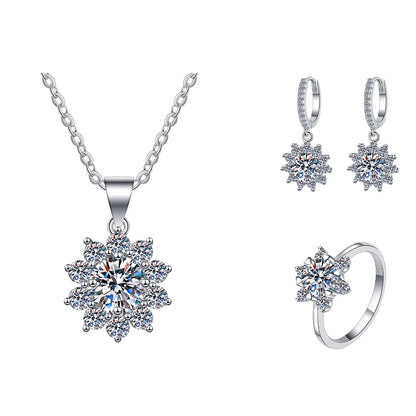 GRA Certified VVS1 Moissanite Sunflower Jewelry Set in 925 Sterling Silver – Fine Fashion Gift for Women Analie